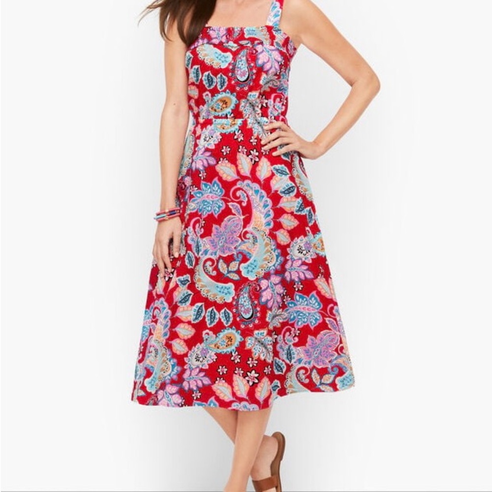 Talbots Red Paisley Midi Dress